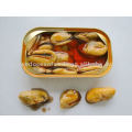 Moules en conserve en huile rouge